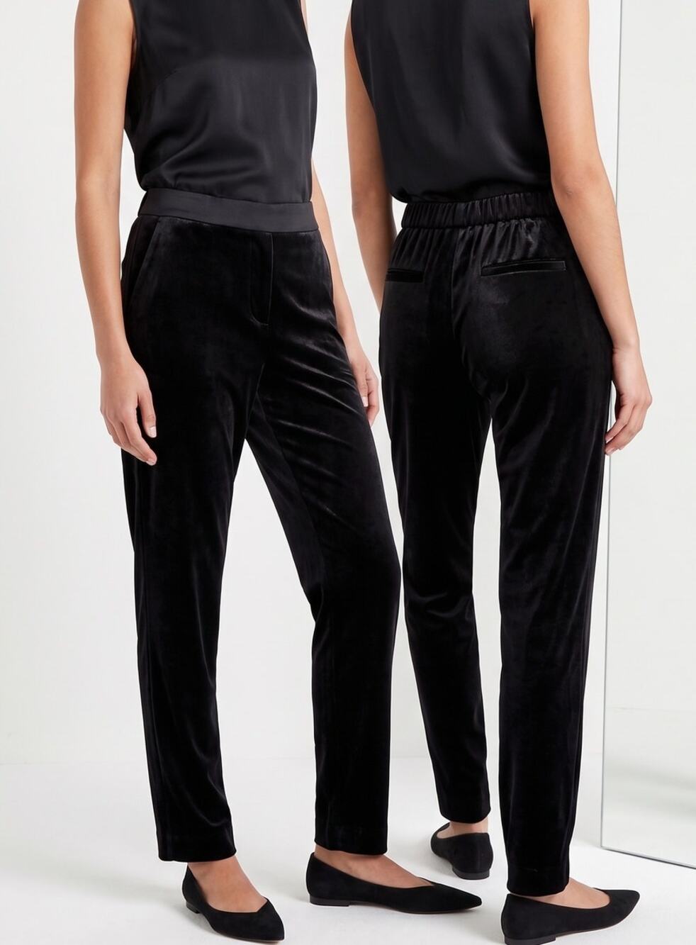 Banana Republic Factory Hayden Size 2 Black Shiny Velour Pants